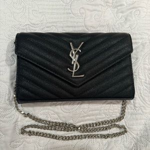 YSL chain wallet silver toned